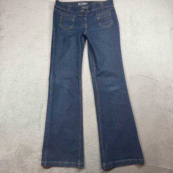 New York and Company Jeans Women’s 6T Blue Low Rise Flare Dark Wash - Picture 1 of 11